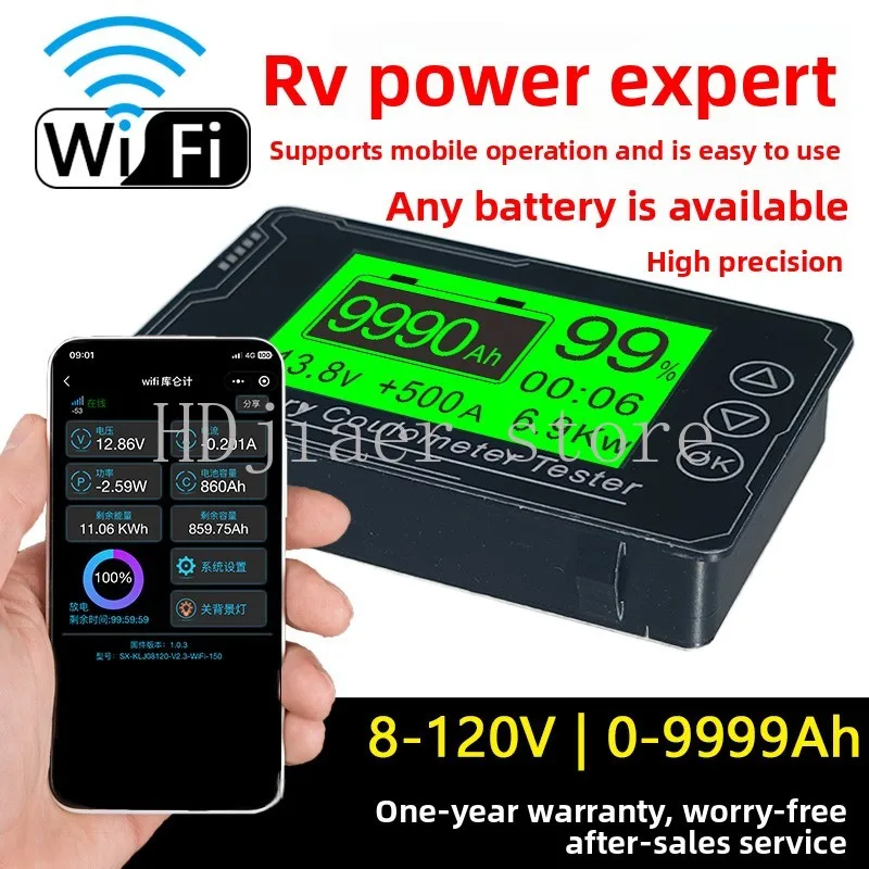 

WiFi Coulometer Wireless Network Power Display Lithium Iron Phosphate Battery High Precision Bidirectional RV Power Meter