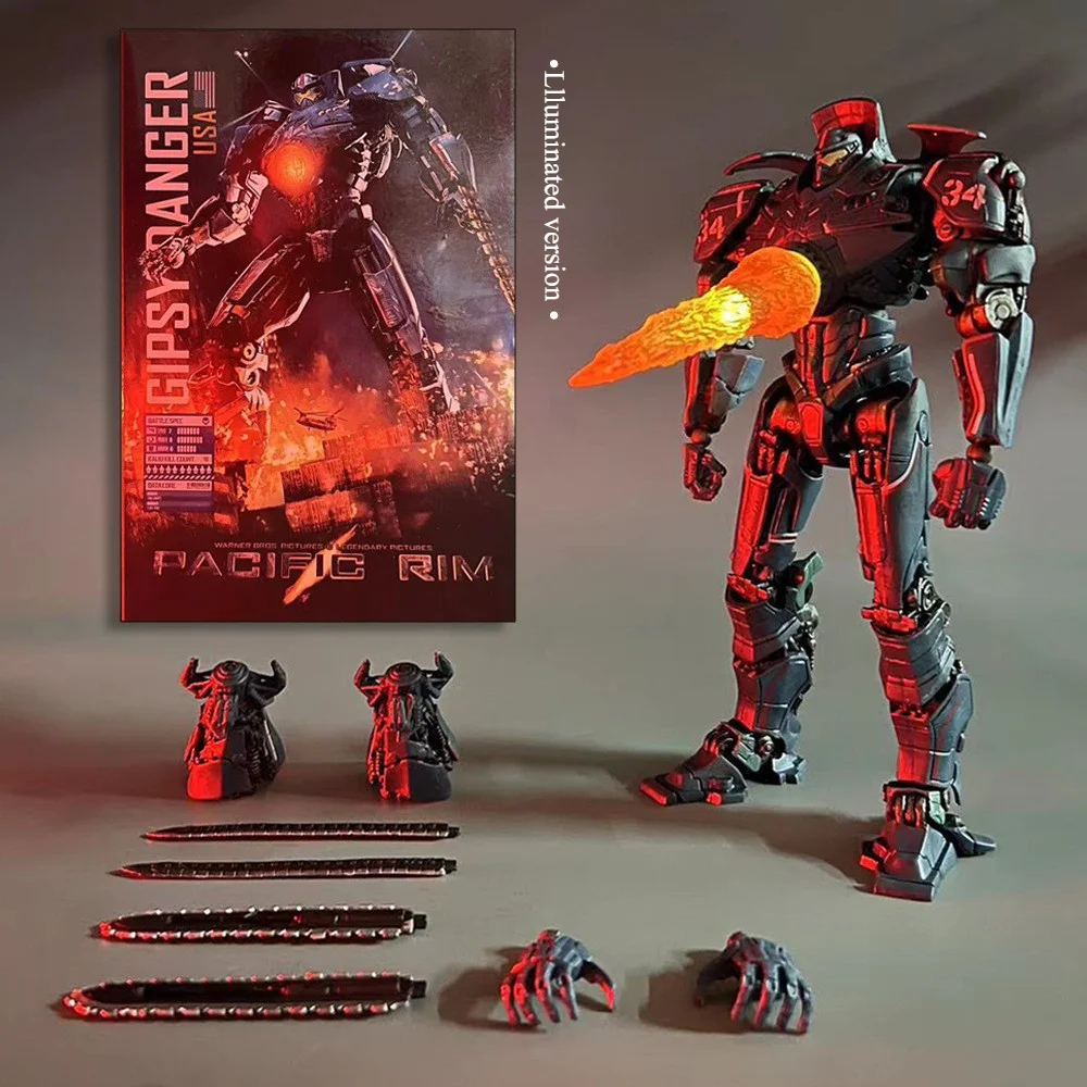 

20cm Pacific Rim Deluxe Light Edition Gypsy Danger Figures Movable Obsidian Fury Mecha Model Toys Children's Christmas Gift