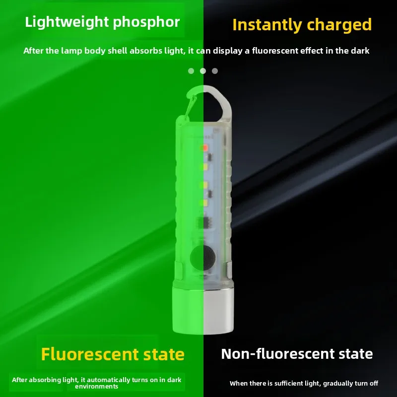 Cross-border LED Glowing Outdoor Mini Flashlight with Type-C Charging, High Brightness, Ultra-light, Portable Keychain Light