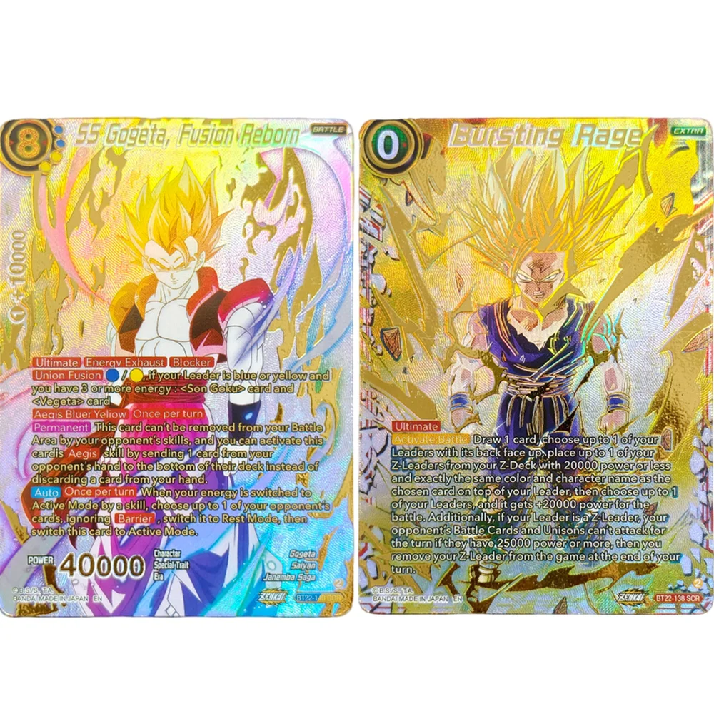 Cartão de Jogo Colecionável Proxy Dragon Ball Super Masters SS Gogeta Fusion Reborn GDR Critical Blow BT22-140 BT22-138