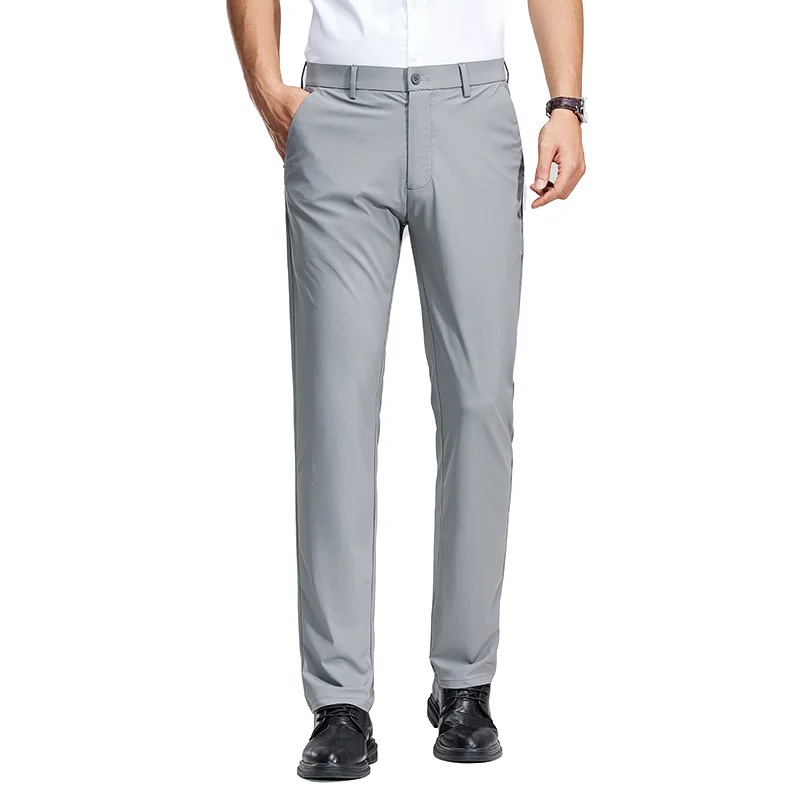 

Men's Fashion Suit Trousers Summer Lightweight Stretch Nylon Business Casual Pants, Ideal for Commute & Comfortable Office Wear