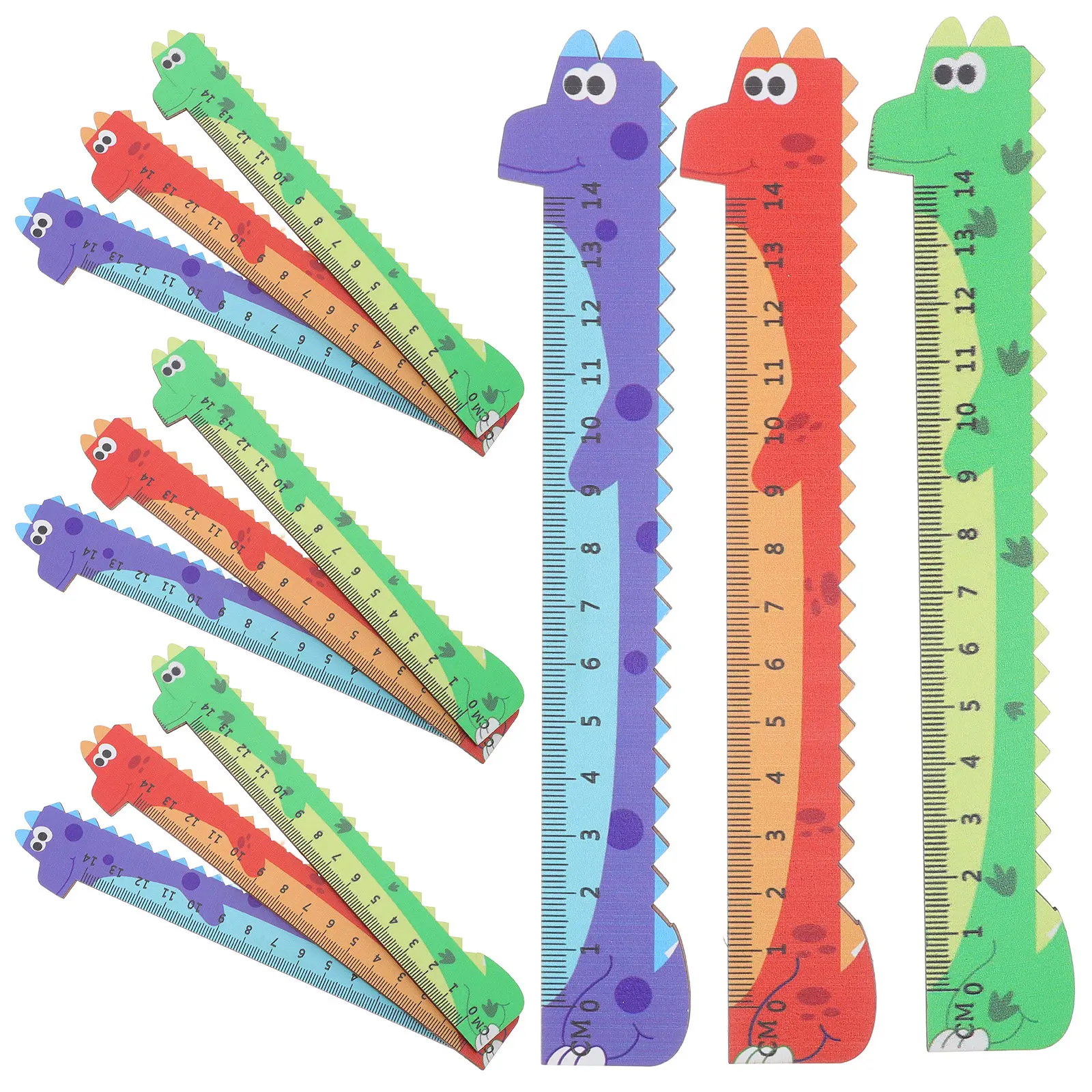

20 шт. деревянных линеек-динозавров 14 см, милые мультяшные линейки с животными для школьных проектов, рисования, поделок, Монтессори