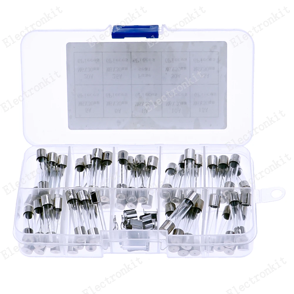 

54pcs 6x30mm Quick Blow Car Glass Tube Fast-Blow Fuses Assorted Kit Set Box 5A 6A 8A 10A 15A 20A 25A 30A 35AMP