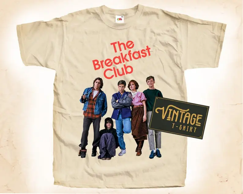 The Breakfast Club T shirt Tee Natural Vintage Cotton Movie Poster Beige All Sizes