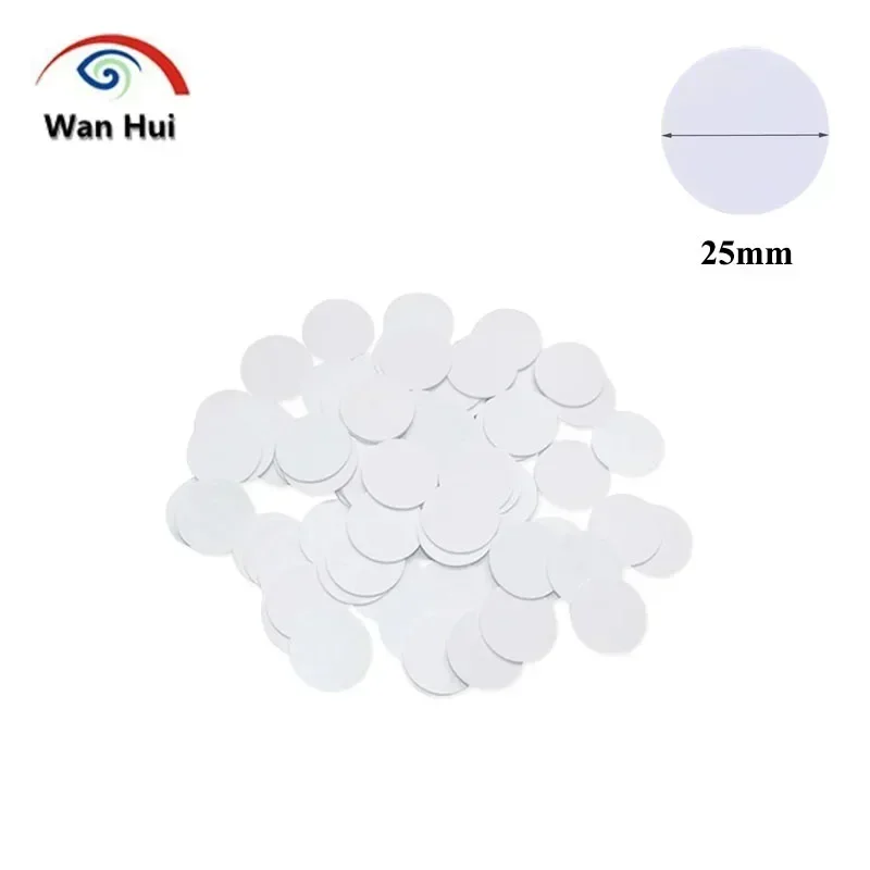 100pcs Ntag215 13.56MHz RFID NFC Key Tag NTAG 215 Ultralight RFID IC Round Tags Coin Card Diameter 25mm