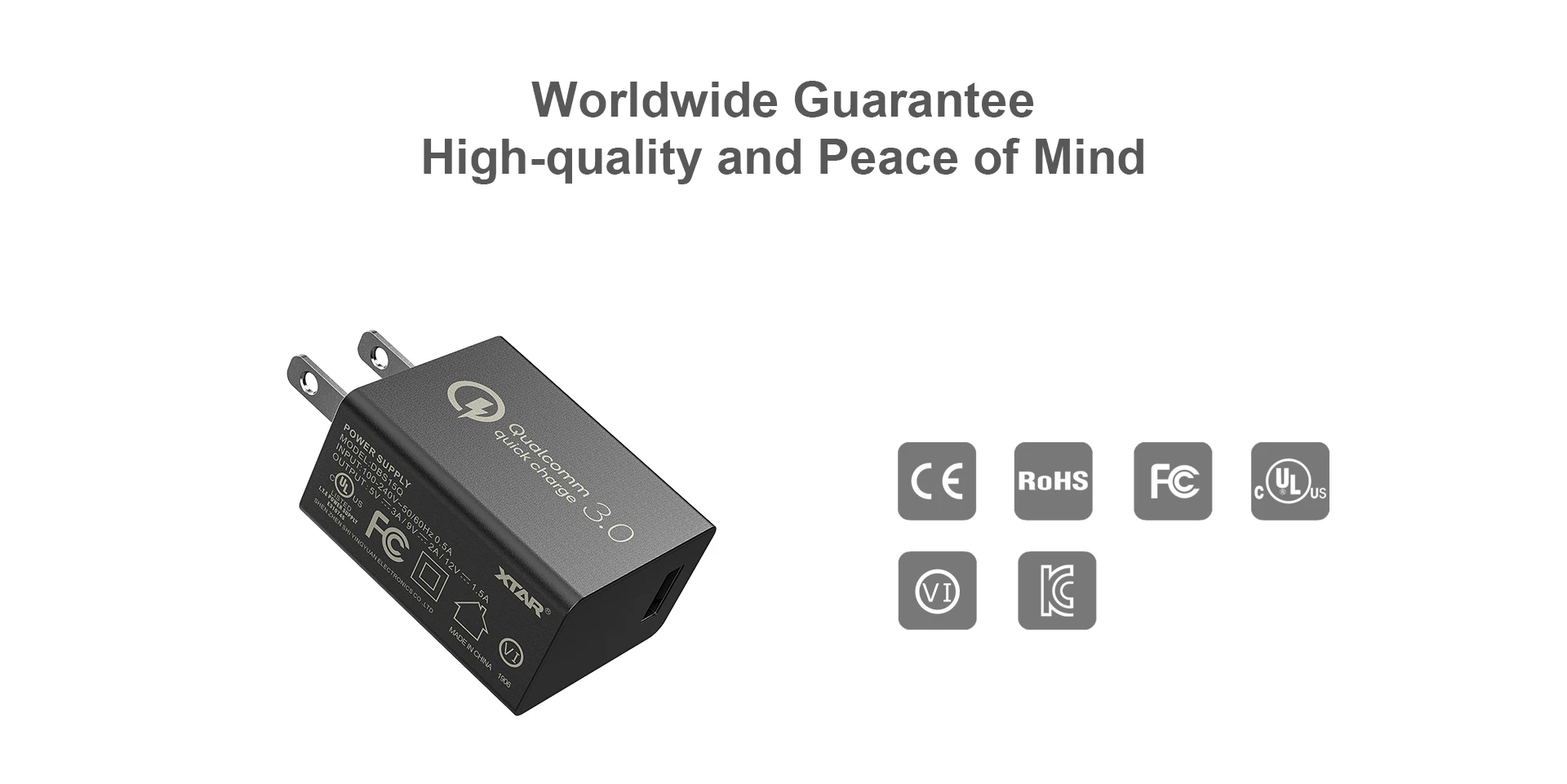 Адаптер быстрой зарядки XTAR QC 3,0, 18 Вт, быстрая зарядка, стандартное настенное зарядное устройство, адаптер питания для ЕС, США, Великобритании, зарядное устройство USB