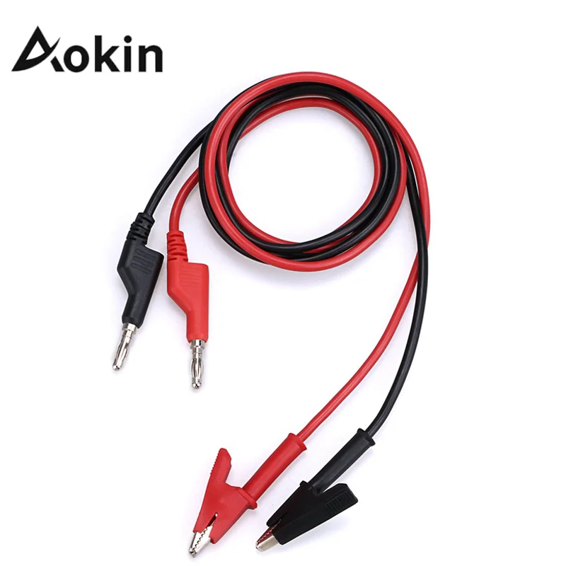 2Pcs 1M Double End Test Lead Wire Line Electrical Voltage 4mm Banana Plug Alligator Clip Crocodile 15A Multimeter DIY Test Wires image 2