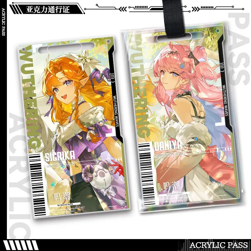 

Anime Wuthering Waves Characters Acrylic Pass Keychain Game Merchandise Charm Protective Case Cartoon Version Accessories