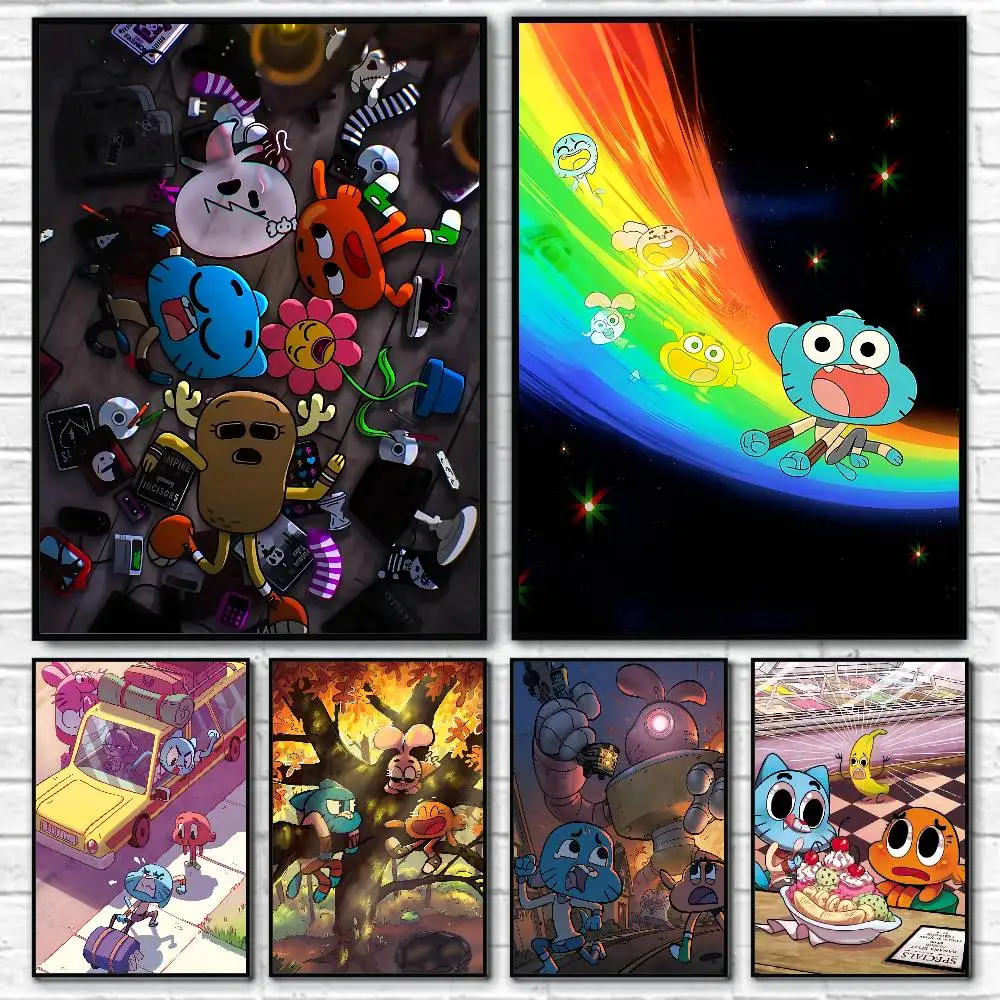 Pósteres de dibujos animados del increíble mundo de G-Gumball, impresión HD, decoración artística de pared Vintage para el hogar y el estudio