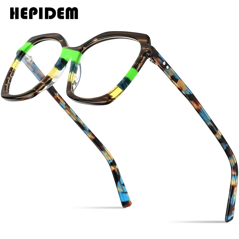 

HEPIDEM Multicolor Acetate Glasses Frame Women 2023 New Cat Eye Eyeglasses Cateye Spectacles Eyewear 9278