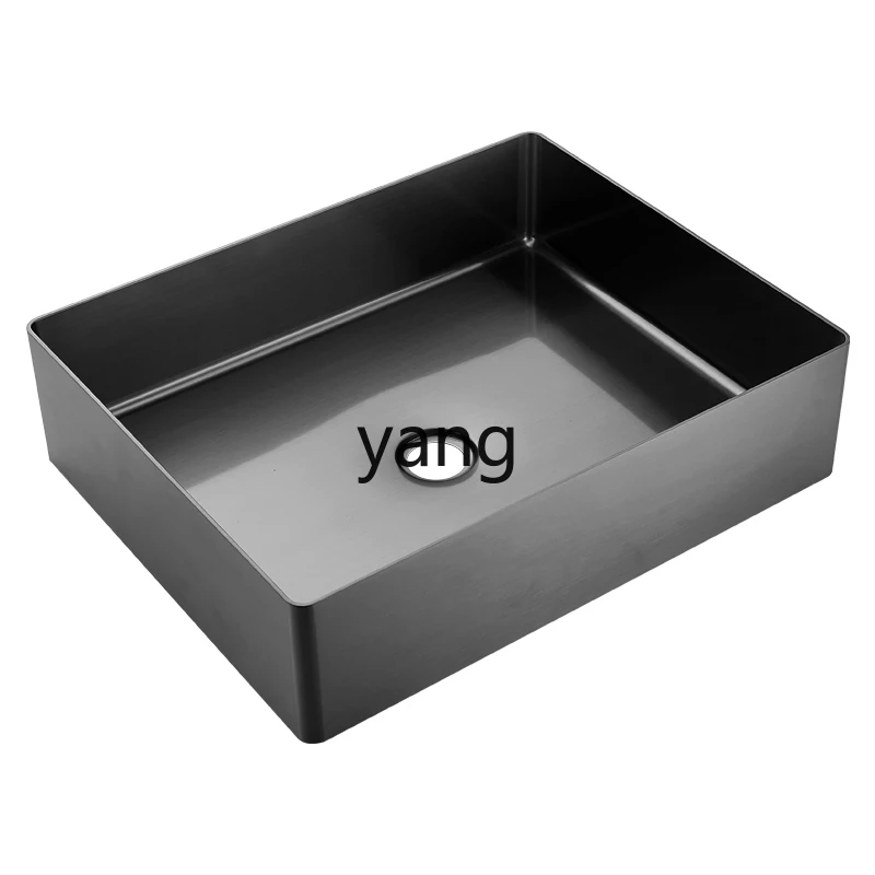 

LTT light luxury stainless steel rectangular wash basin black countertop basin bar B & B art basin