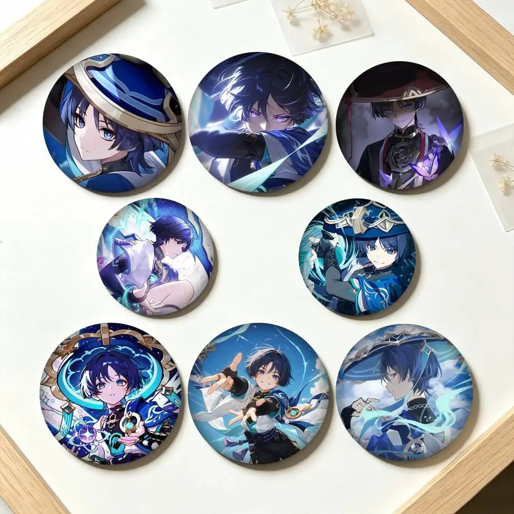 Genshin Impact Wanderer Balladeer  25 32 44 58 75mm Badges Personalized Round Brooches Pins Accessory Gift