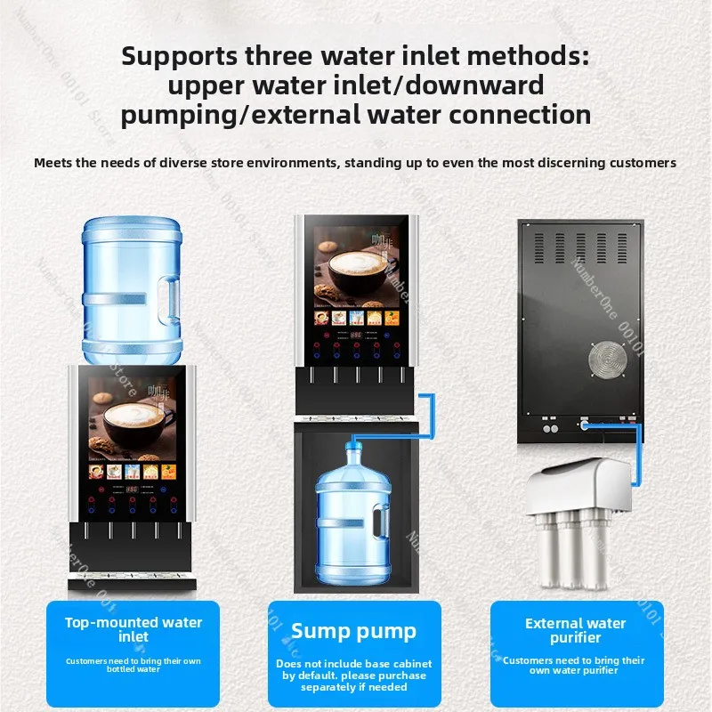 Commercial countertop instant coffee maker, milk tea dispenser, fully automatic hot & cold beverage dispenser, self-service juic
