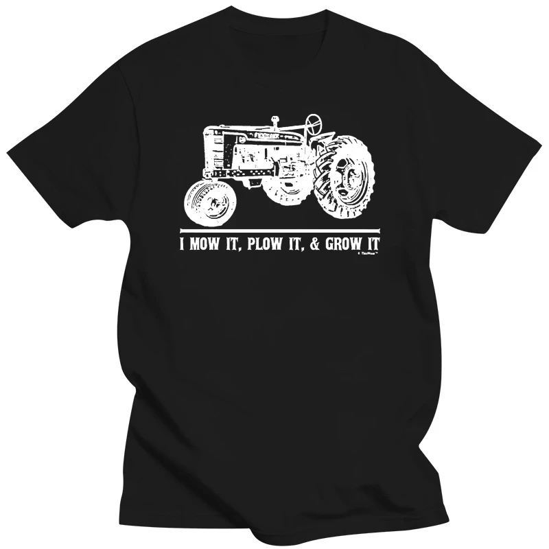 Black Style Men Fashion Crew Neck Awesome Leisure Office Mow It Plow It Grow It Farm Tractor Short Sleeve T Shirts