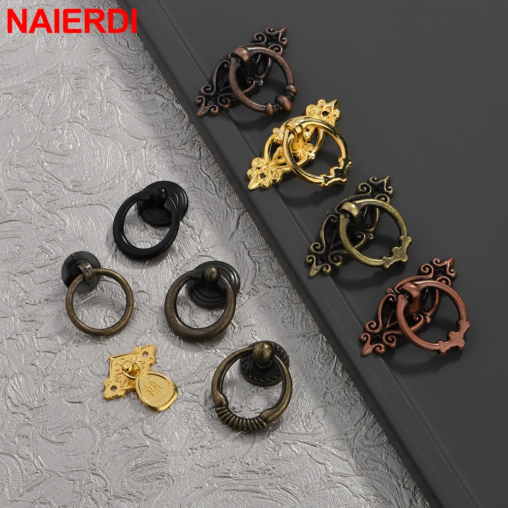 

NAIERDI 4 Pieces Vintage Box Handle Zinc Alloy Antique Cabinet Handles Knob Jewelry Case Knobs Storage Box Pulls Hardware