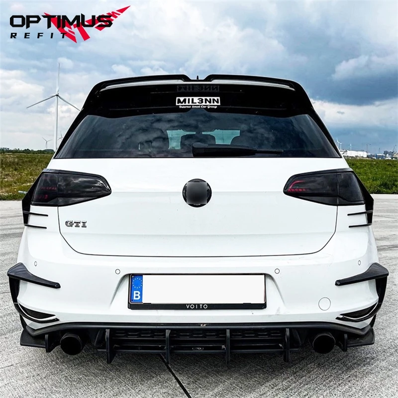 For Volkswagen Golf 7 MK7 GTI 2013-2016 Car Rear Bumper Diffuser Splitter ABS Rear Lip Blade Spoiler Body Kit Accessories