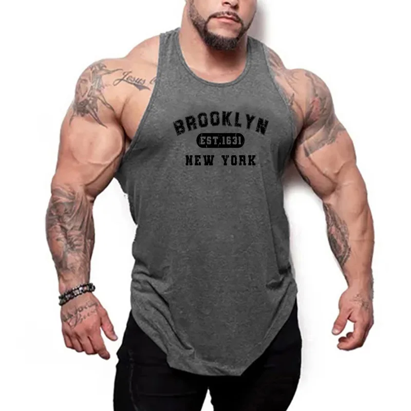 Camiseta sin mangas de algodón transpirable para hombre, ropa deportiva para gimnasio, Fitness, correr, entrenamiento, culturismo, espalda de
