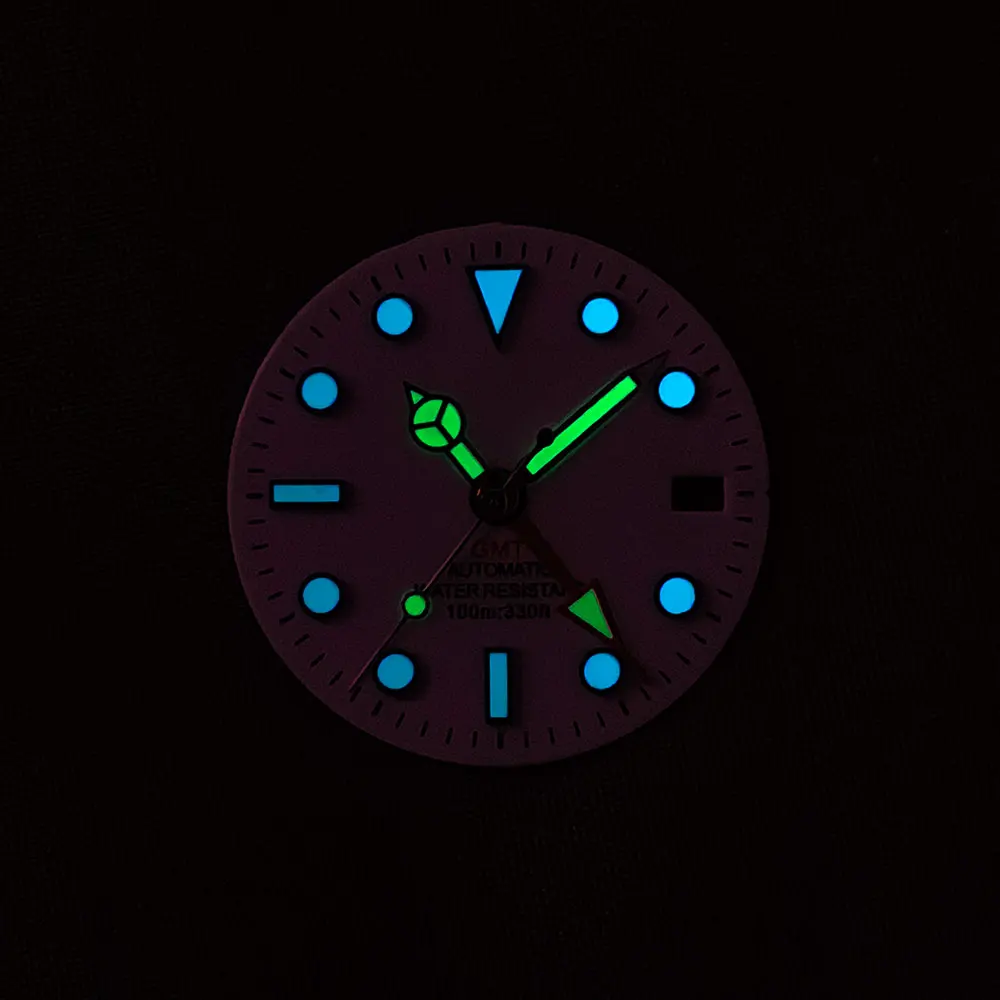 NH34 NH34A Movement GMT 28.5mm White Black Sterile Watch GMT Mark Dial Luminous Watches Four Needle Parts Accessories