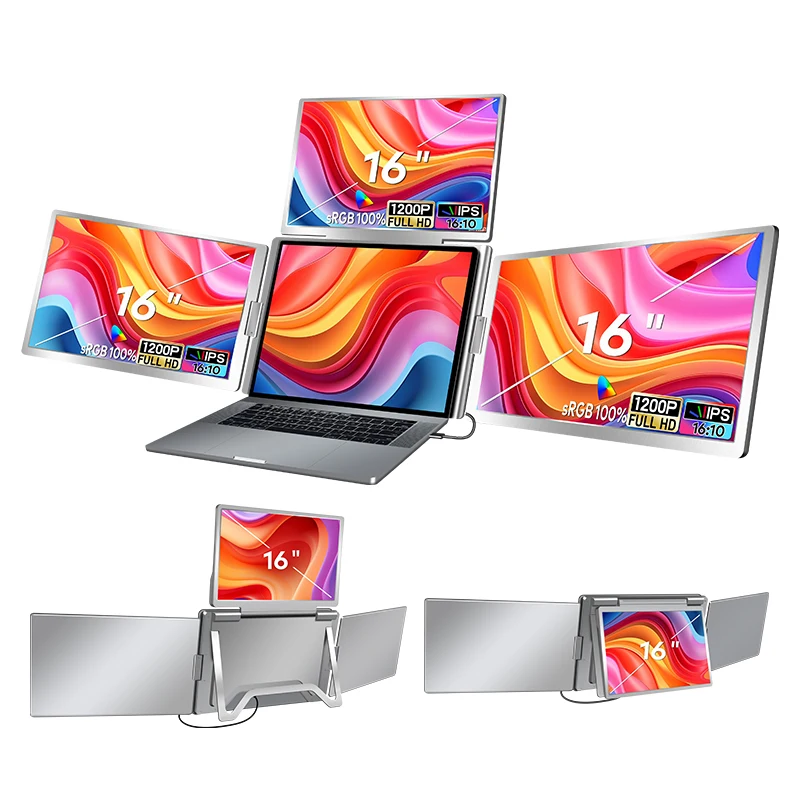 Quad Monitor  Screen Display  Extender Portable Monitor 16 INCH  1200P  for Laptop ,Top Display Flip 180°