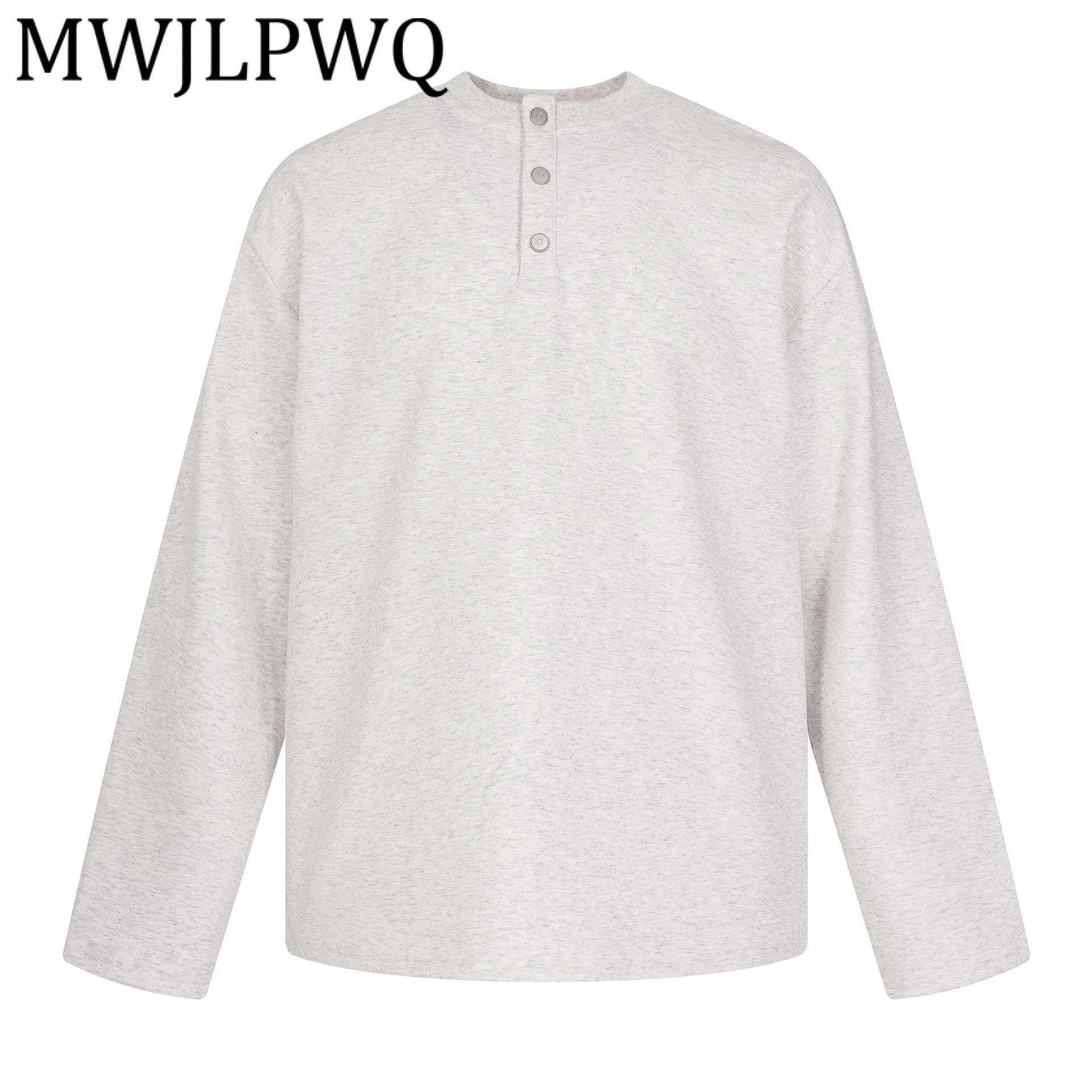 

MWJLPWQ MODISH Мужская футболка с пуговицами в американском стиле, осень 2023, новые универсальные свободные повседневные топы с длинными рукавами 21707