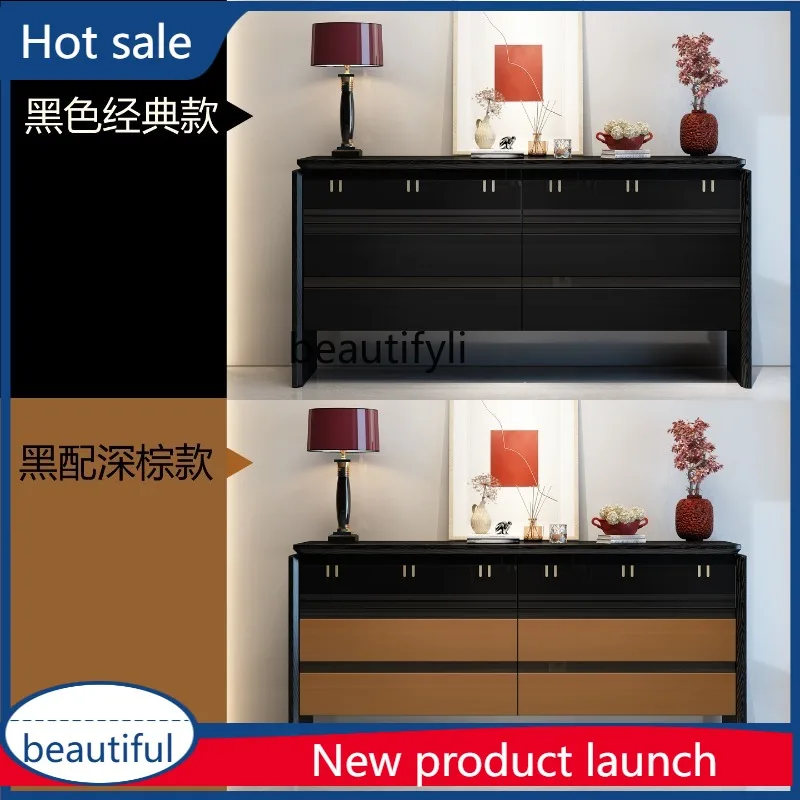 

cqy Italian Style Entrance Cabinet Villa Living Room Red Side Cabinet Modern Simple Master Bedroom Bedside Storage Cabinet