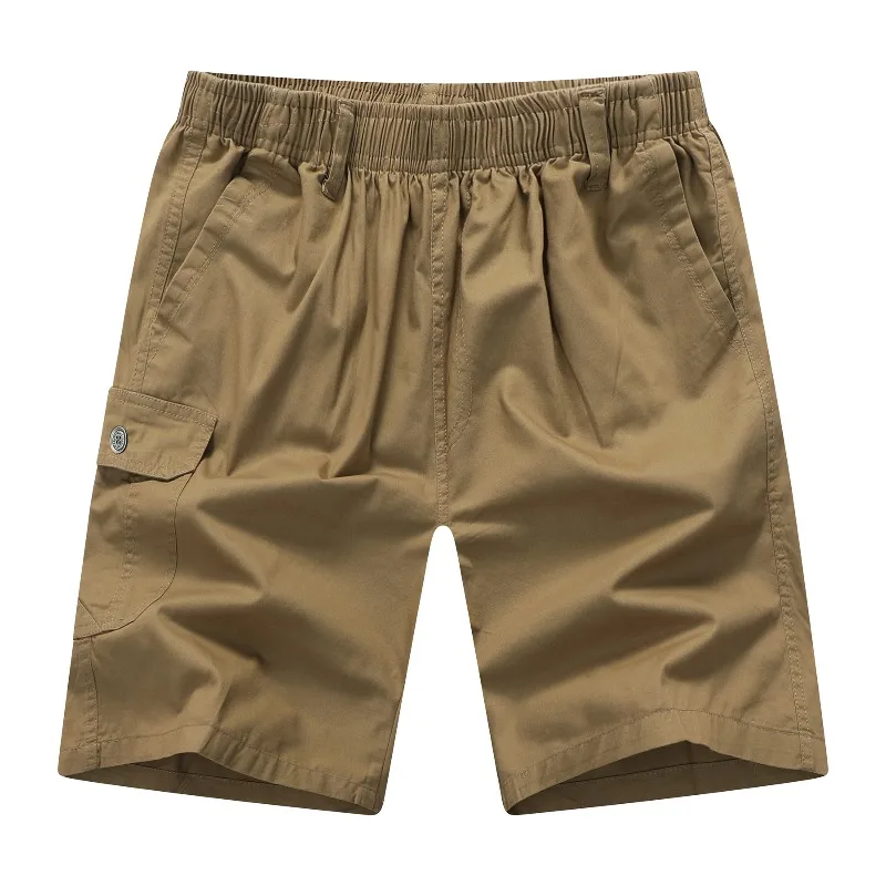 Summer Pockets Solid Men's Elastic High Waist Casual Loose Straight Vacation Sports Trousers Preppy Style Office Lady Shorts