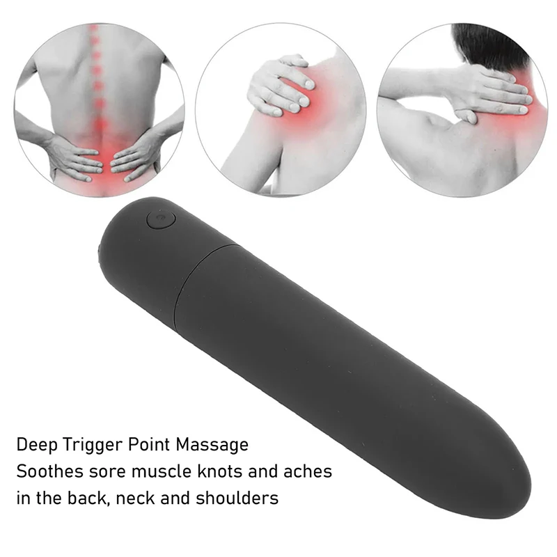 Mini Deep Tissue Massager Wand 10 Modes Portable Reduce Pain Improve Circulation Point Massage Handheld Wand for Shoulder