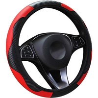 Leather Steering Covers Suitable 37-38.5cm Auto Decoration Carbon Fiber Car Steering Wheel Cover Breathable Anti Slip