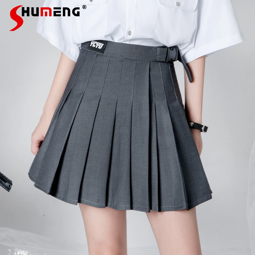 College Style Pleated Skirt Women's High Waist Slim-Fit Elegant Classic Fashion JK A-Line Skirt Hot Girl Club Grey Mini Skirts