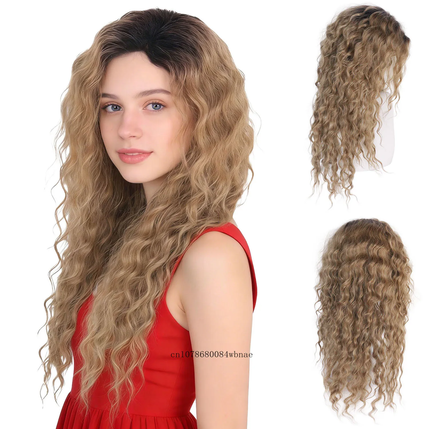 

Синтетические коричневые парики с глубокими волнами для женщин, для повседневного использования и костюмов, термостойкие, длинные волнистые парики для мам, с естественным видом, с темными корнями, омбре-парик