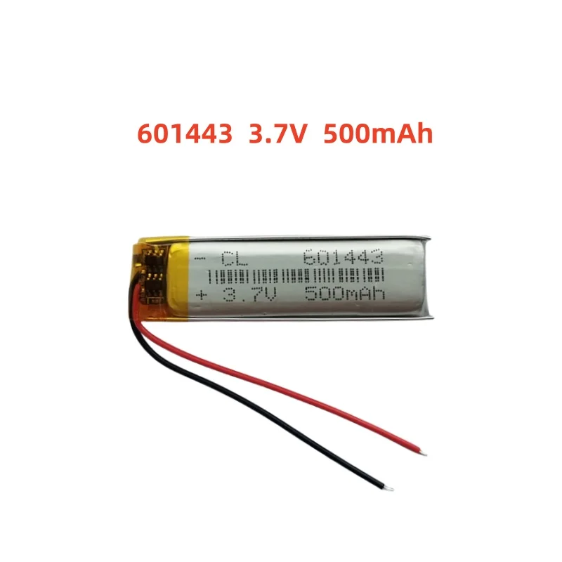 

3.7V 500mAh Li-Polymer Replacement Li Lipo Battery 601443 JST 2Pin 1.0/1.25/1.5/2.0/2.54mm Connector For GPS Camera LED
