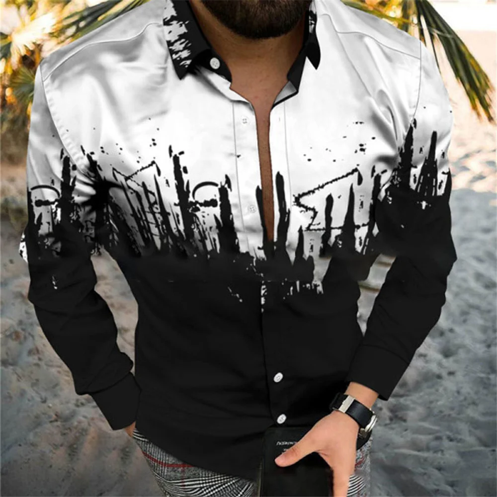 

Men's Shirt Pattern Retro Lapel Streetwear Daily Long Sleeve 3D Button Clothing Fashion Designer Casual Breathable