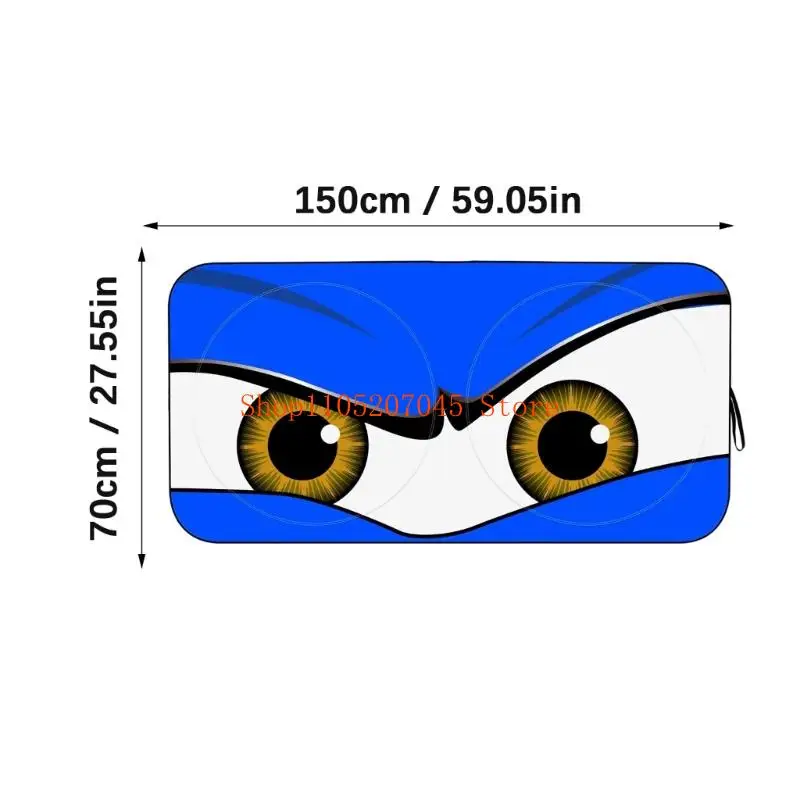 37cd ظل شمسي للزجاج الأمامي للسيارة بعيون زرقاء وحمراء مضحكة (قطعة واحدة) واقي شمسي قابل للطي للحماية من الأشعة فوق البنفسجية