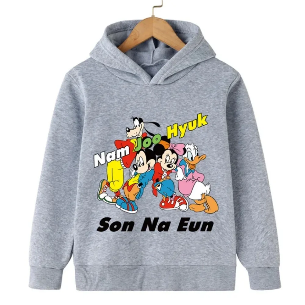 2025 Harajuku Mickey Kawaii Hoodies Boys Girls Sweatshirts Spring Long Sleeve Cartoon Large Size Couple Casual Wear Tops