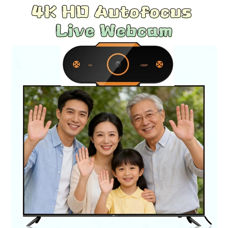 4K HD Auto Focus Live Webcam 3840x2160p USB Plug Without Drive Family Home Call Camera For Network YouTube Teach Meeting Webcam