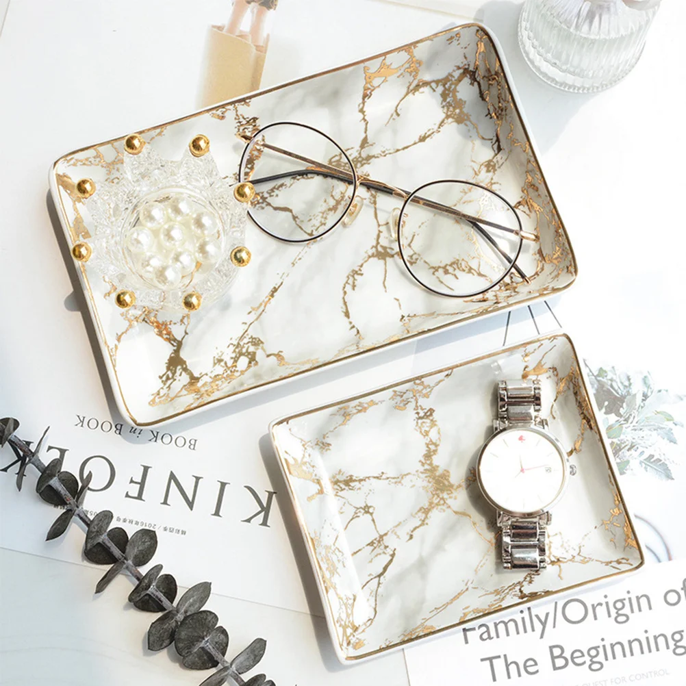 

Керамический поднос для ювелирных изделий, размер S, мраморная вена, Золотая тарелка для демонстрации ювелирных изделий, держатель для украшения рабочего стола, серьги, ожерелье, кольцо, тарелка для хранения
