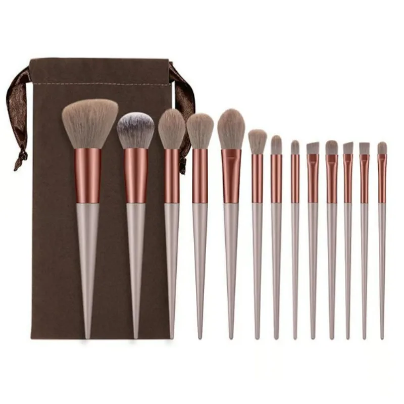 Profesjonalny zestaw pędzli do makijażu 13-częściowy – miękkie włosie syntetyczne do twarzy i oczu, podróżny zestaw pędzli do makijażu do podkładu