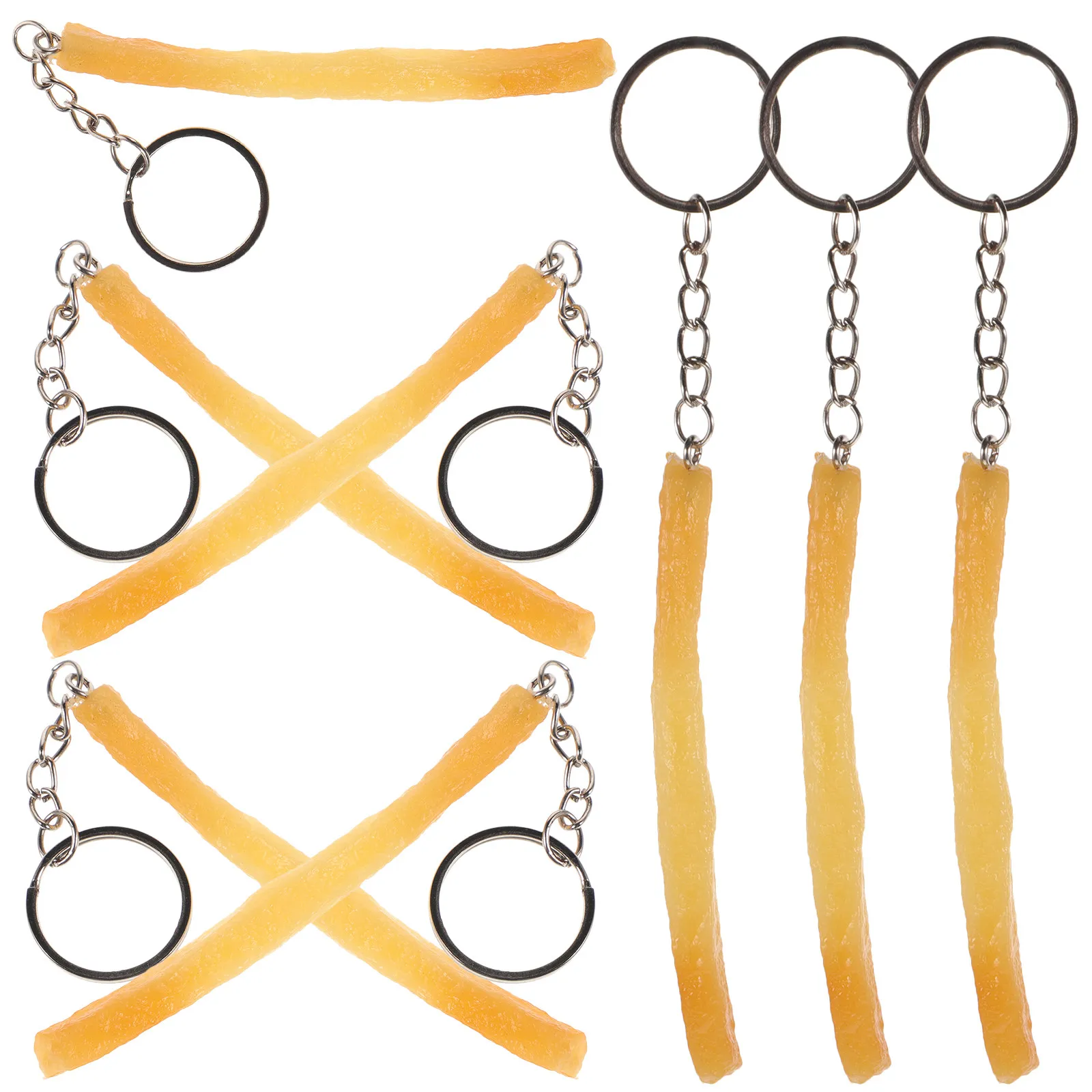 8Pcs Fried Chips Keychain Imitation Food Keyring Realistic French Fries Pendant for Keys Bag Backpack Handbag Decorative