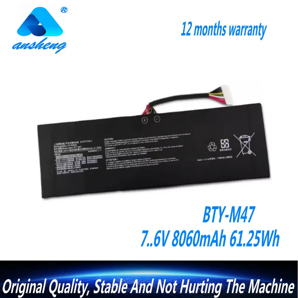 

NEW BTY-M47 Laptop Battery For MSI GS40 GS43 GS43VR 6RE GS40 6QE 2ICP5/73/95-2 MS-14A3 MS-14A1 7.6V 8060mAh