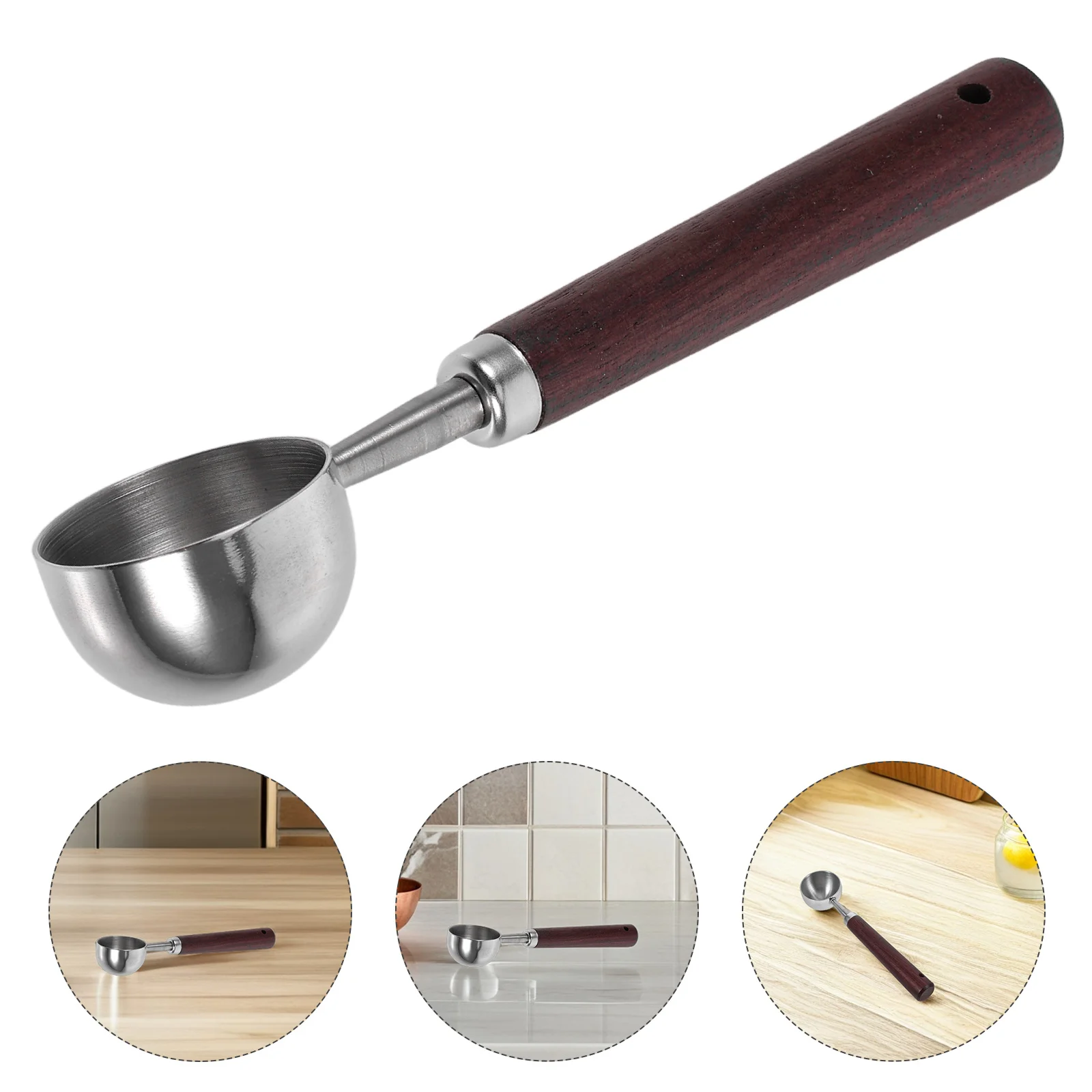 

Stainless Steel Spoon Easy Measuring Spoons Concentrate Kitchen Cute Wood Coffee Espresso Scoop