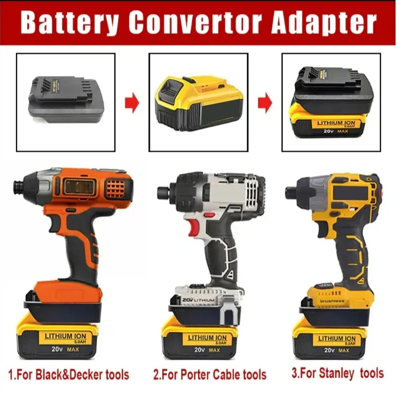 For Dewalt 18V 20v Battery Adapter To For Black&Decker For Porter-Cable For Stanley 18V 20V Power Tool Battery Adapter