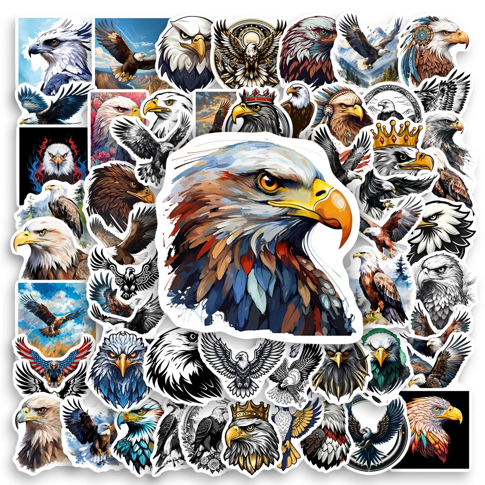 Pegatinas de águila de dibujos animados de acuarela, juguete de regalo artesanal, calcomanía decorativa para álbum de recortes, diario basura, portátil, botella de equipaje, resistente al agua