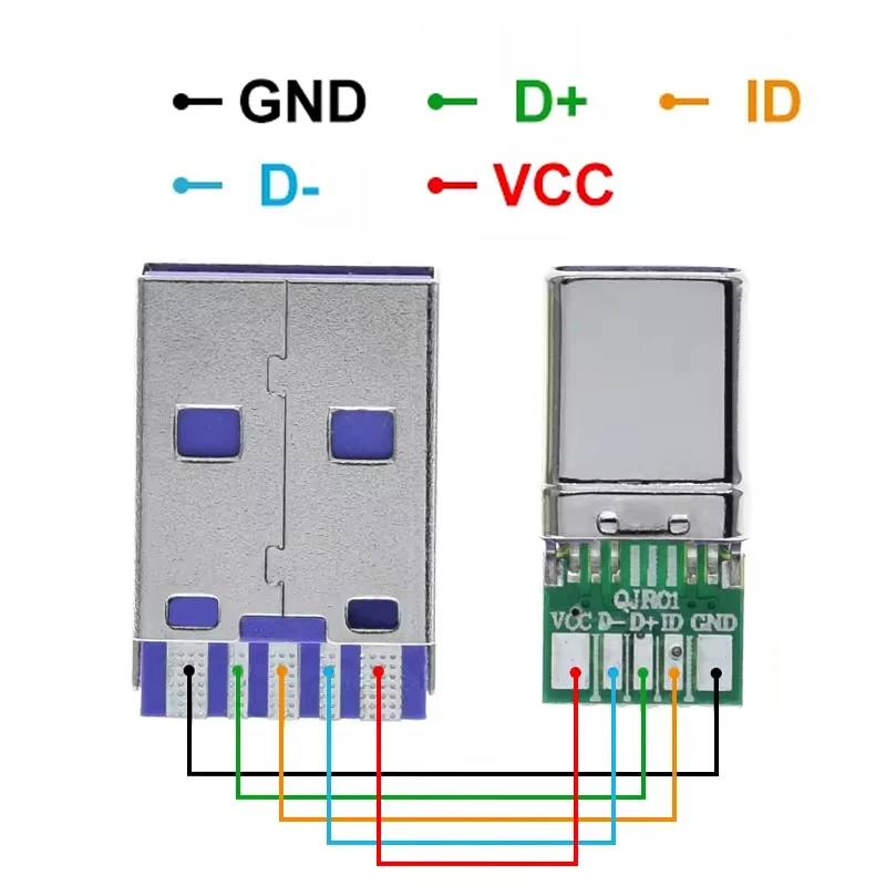 1/5/10Set PD 5A Fast Charging USB Type C & Type-A Male 5Pin PCB Soldering Connector DIY Kit OTG Data Cable Welding Making Parts