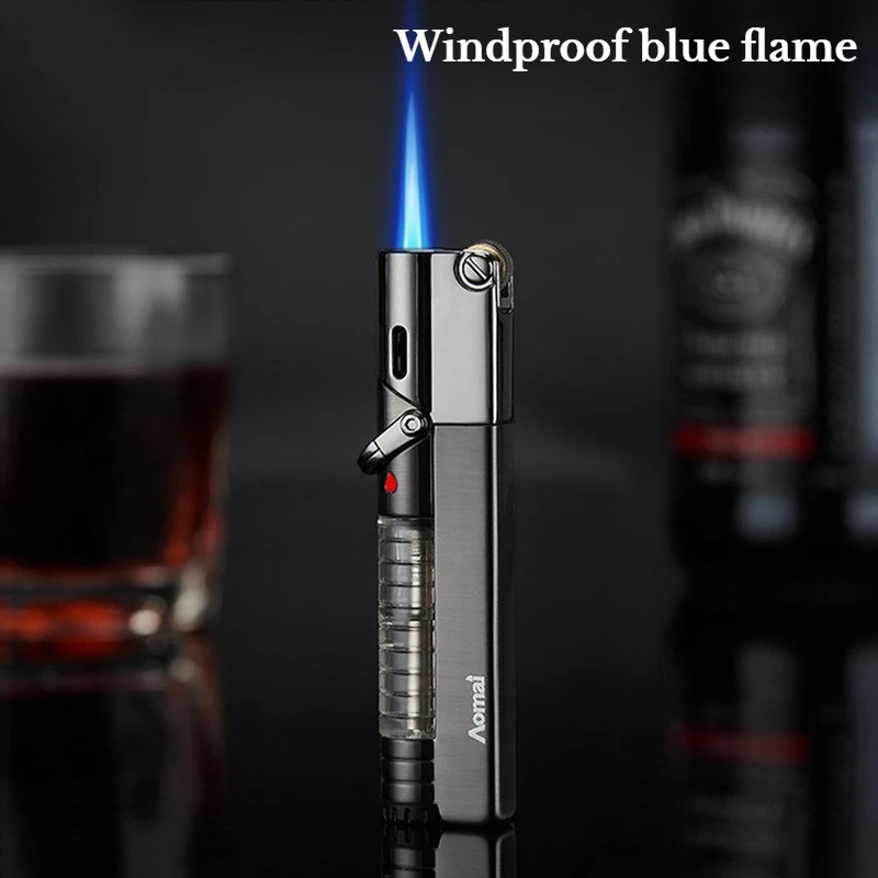 

Creative Long Strip Inflatable Lighter Windproof Direct Blue Flame Grinding Wheel Men's Cigarette Lighter Smoking Accessories