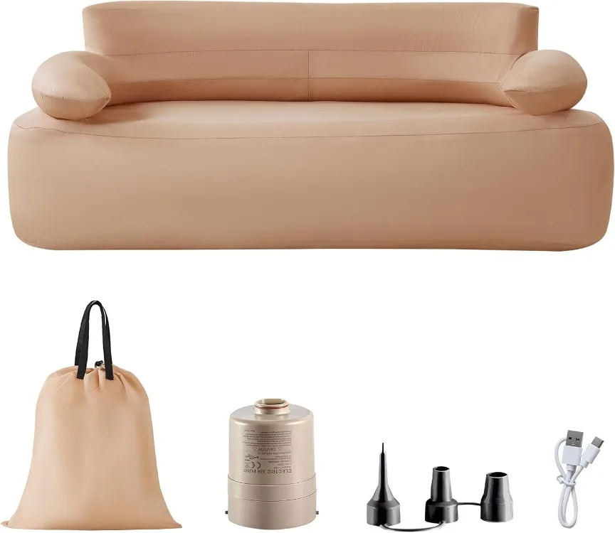 

Inflatable Sofa with Built-in Air Pump Rechargeable, Inflatable Couch Support 880 lbs,Blow Up Couch for Camping Home,Travel,Picn