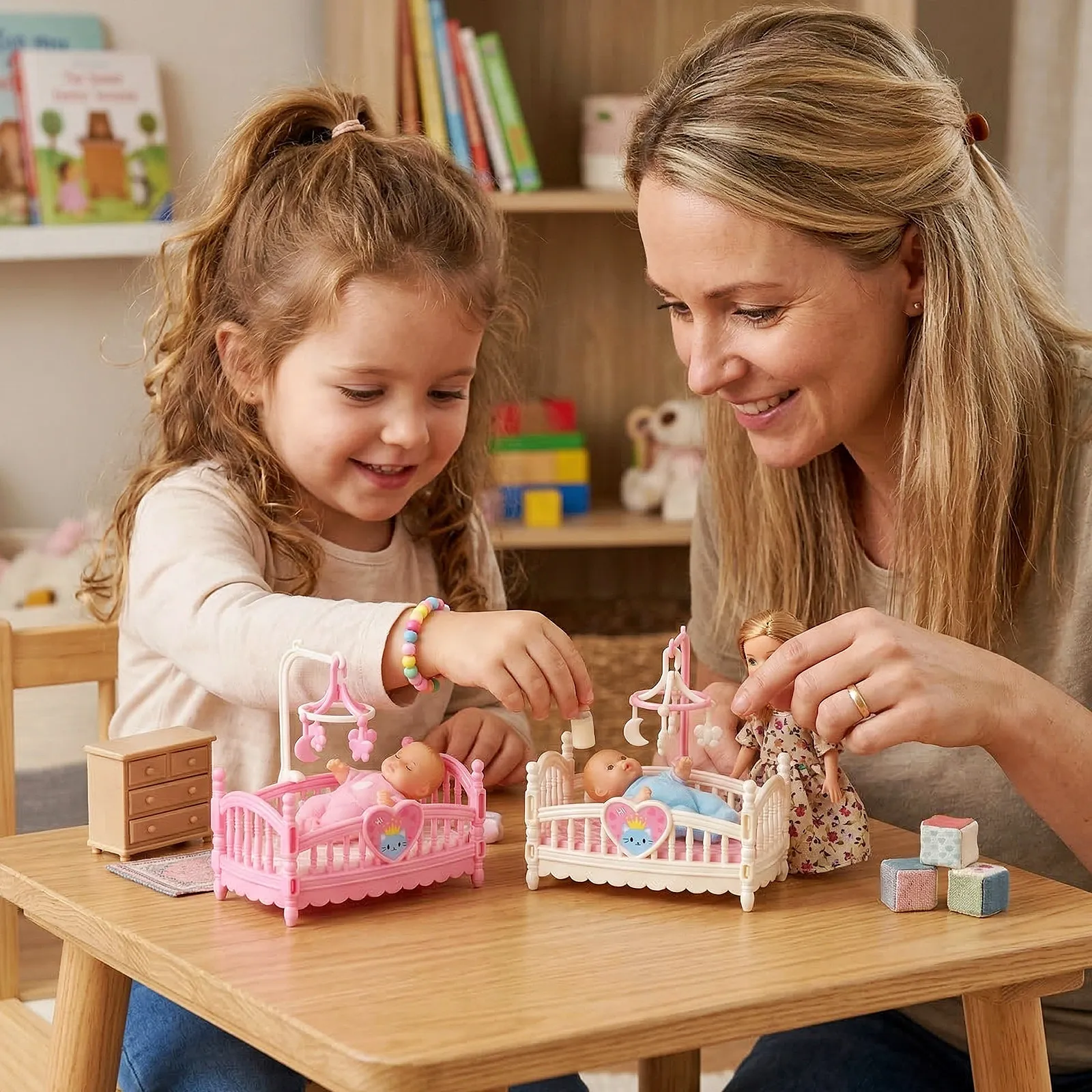 

2Pcs Miniature Crib for Dollhouse Furniture Mini Size Bed Perfect for Mini House Scene Easy Placement Realistic Design