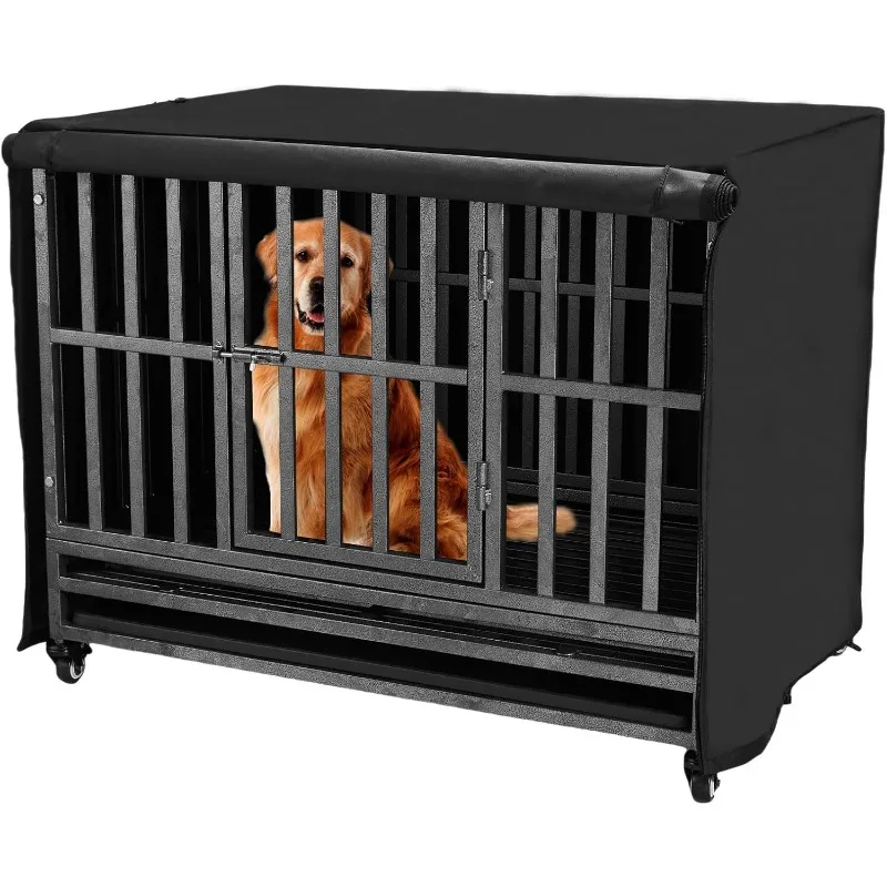 

42 inch Heavy Duty Dog Crate Cover Durable 600D Oxford Fabric Dog Kennel Cover Soundproof Waterproof Sunshade Fit For Wire