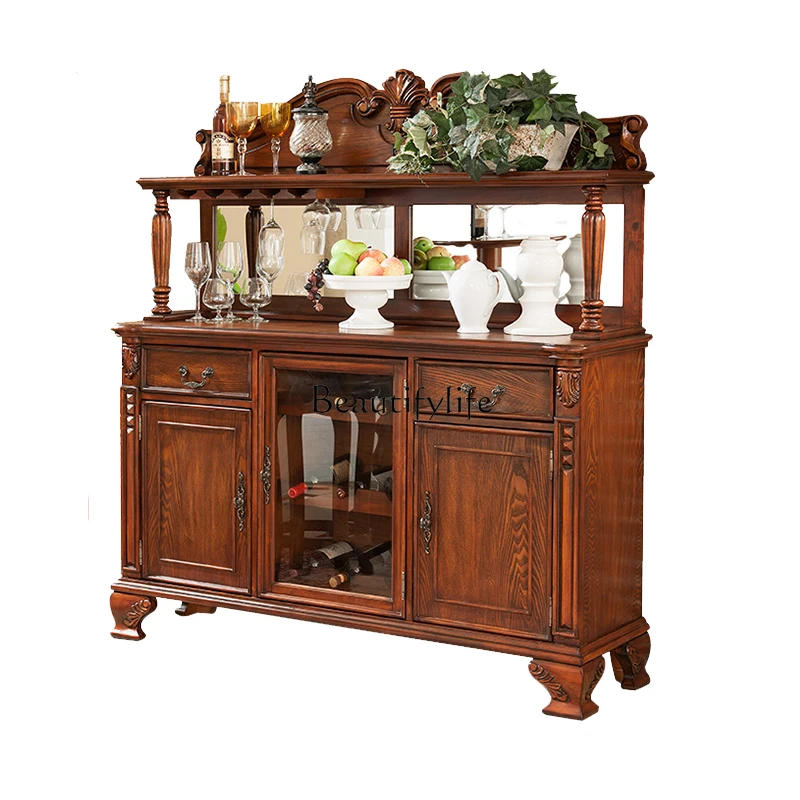 

American Sideboard Cabinet Solid Wood European Style Storage Tea Cabinet