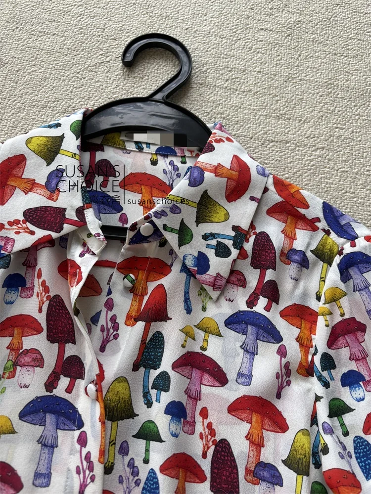 

Susan Ao Pure Original Faionable Cute Colored Musoom Silk Long Sve irt Women's Top Quali Silk Commute Sle Loose Fit