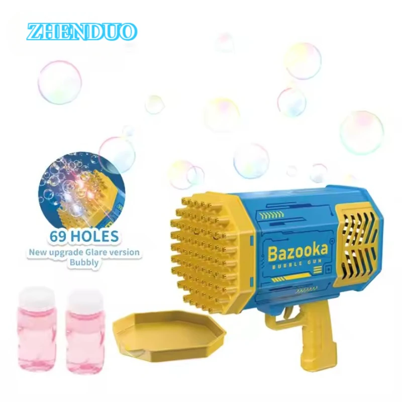 

Automatic Electric Light Bubbles Toys Maker 69 Holes Rocket Launcher Gatling Bubble Gun Machine Toy